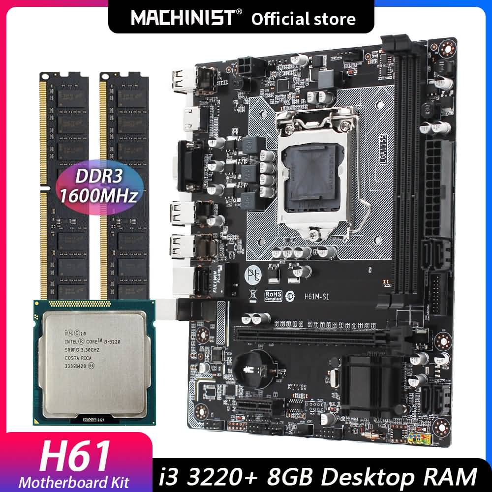 Buy Machinist H61 Motherboard Set Kit With Intel Core I3 3220 Lga 1155 Cpu 8gb24gb Ram Online 6136